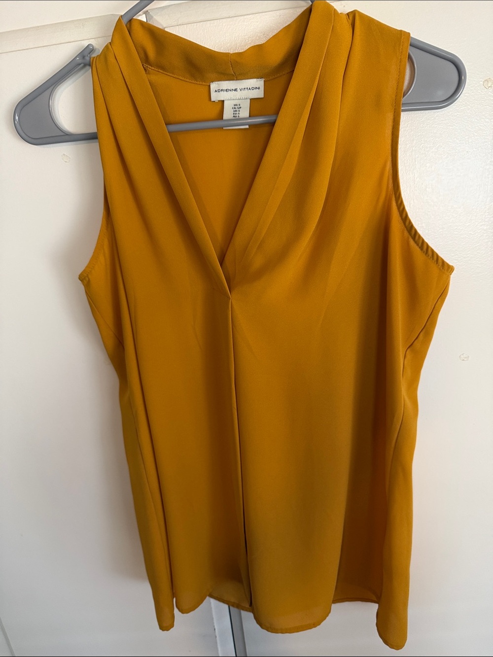 Adrienne Vittadini Mustard Sleeveless V-Neck Top